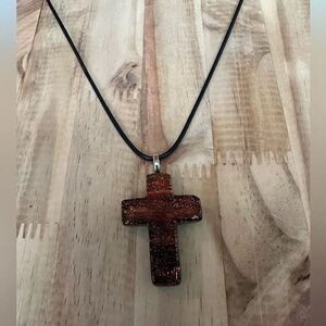 Brown Cross Pendant Necklace